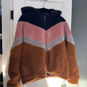 Wild Fable Color Block Sherpa Jacket with Hood Sz. XL